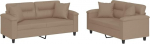 Tomostar Diivan-set f&uuml;r Wohnzimmer, 3-Sitzer und 2-Sitzer, 2-teilig, mit Kissen, Cappuccino, Kunstleder