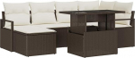 Rantry 7-teilige Garten Sofa Set mit Kissen braunes Poly Rattan Gartenlounge Model3348854