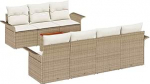 8-teiliges Garten-Sofa-Set mit Kissen Beige Poly Rattan Akazie Gartenlounge Model3347288