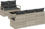 vidaXL Diivanikomplekt 6 tk Hellgrau Poly-Rattan, Garten- und Terrassenm&ouml;bel, modulares Sofa-Set aus Polyrattan, leicht, UV-best&auml;ndig, stylische Lounge