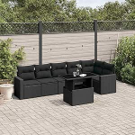 Diivanvoodi komplekt Aia diivan komplekt padjadega 7 t&uuml;kki must pol&uuml; rotangist diivanvoodi elutuba aed diivan komplekt kaasaegne diivanid v&auml;lism&ouml;&ouml;bel