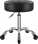 WKWKER 11 cm Thick Office Stool on Wheels Rotatable Adjustable Stool PU Leather Seat Stool Chair for Kitchen Stool Salon Office Massage Stool Black