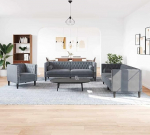 Gecheer Diivan Set Dunkelgrau Samt, Wohnzimmer Polstersofa Couch f&uuml;r Apartment B&uuml;ro G&auml;stezimmer Schlafzimme3385868