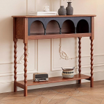 KLWQR Konsolentisch Schmal mit Stauraum, Beistelltisch Schmal aus Massivholz, R&ouml;misch-Retro Bogendesign mit Ablagef&auml;chern Flurtisch f&uuml;r Wohnzimmer, Flur v&otilde;i Sofa