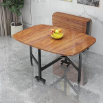 DLLIGTT Mobiler Klappbarer Esstisch, Multifunktionstisch aus Holz, ausziehbarer K&uuml;chentisch, Verstellbarer beweglicher Esstisch mit R&auml;dern, f&uuml;r kleine R&auml;ume, Esszimmer, Wohnzimmer(Natural,100 * 70cm)