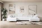 ALTDECOR GUSA-U U-kujuline nurgadiivan magamisfunktsiooniga ja voodikastiga, nurgadiivan, L-kujuline diivanvoodi, pikendatav elutoa diivanvoodi, diivanvoodi, GUSA-U, 342 x 202 x 107 cm, valge