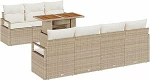 8-teiliges Garten Sofa Set mit Kissen Beige Poly Rattan, 2-Sitzer Garten Sofa mit Stauraum & Kissen Beige Poly Rattan Gartenlounge Model3358409