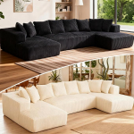 Mosvion Modulaarne L-kujuline nurgadiivan magamisfunktsiooniga, pilves diivan, diivan, U-kujuline raamita diivanvoodi koos Chaise Longue'ga, eriti s&uuml;gav iste elutuppa, magamistuppa, kokkupanekuvaba