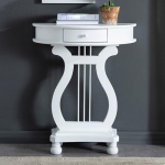 Konsolentisch, Halbrunder Sofatisch, Konsolentisch aus Massivholz f&uuml;r den Flur, an der Wand hinter dem Couchtisch, mit Schubladen, Akzenttisch f&uuml;r das Foyer (valge)