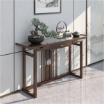 Stylischer Konsolentisch Solid Wood Entryway Table - Simple Zen Console Cabinet for Hallway & Living Room,f&uuml;r Flur, Sofa und Wohnzimmer (Dark brown,150cm)