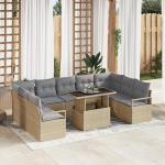 Rantry 10-teiliges Garten Sofa Set mit Kissen Beige Poly Rattan Gartenlounge Model3348886