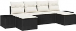 Rantry 6-teiliges Garten Sofa Set mit Kissen in Schwarz Poly Rattan Gartenlounge Model3355836
