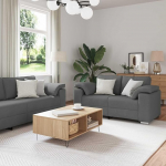 Fasba Diivan komplekt 2 tk Dunkelgrau 219 x 77 x 82 cm Stoff, Polstersofa Moderne Relax-Couch f&uuml;r Wohnzimmer Schlafzimmer Hobbyraum3324741
