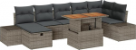 Rantry 8-teiliges Garten-Sofa-Set mit Kissen Grau Poly-Rattan Gartenlounge Model3360059