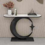 Schmaler Konsolentisch - Geometrischer Metallrahmen, moderner Beistelltisch f&uuml;r Wohnzimmer, Foyer, Flur und Eingangsbereich