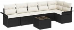6-teiliges Garten-Sofa-Set mit Kissen Braun Poly Rattan, 2-Sitzer Garten-Sofa mit Stauraum und Kissen Schwarz Poly Rattan Gartenlounge Model3354056
