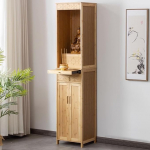 Bambusest meditatsiooni altarilaud koos hoiuruumiga Lihtne 60cm Buddha kabinet Hiina budistlik ohverduslaud Kompaktne isiklik altar koduseks meditatsiooniks