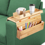 Sofa Armrest Tray Flexible Wooden Bamboo Drink Holder Armrest Sofa Armrest Tray Table Non-Slip Sofa Table Couch Drink Holder for Snacks, Mobile Phone, Control, Cups, Flexible and Foldable