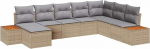 8-teiliges Garten Sofa Set mit Kissen Beige Poly Rattan Akazie Gartenlounge Model3348146