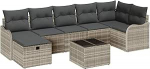 Diivan komplekt mit Kissen mit Speicher 8 tk Hellgrau Poly-Rattan Gartenm&ouml;bel Model3359011