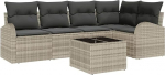 6 osaliges Garten Sofa Set mit Kissen in Grau Poly Rattan Gartenlounge Model3346052