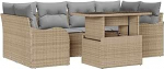 Gartensofa-Set mit Kissen mit Speicher 7 tk Beige Poly Rattan Gartenm&ouml;bel Model3357133