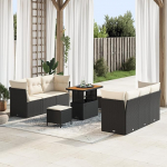 Gartensofa-Set mit Kissen 9 tk Schwarz Poly-Rattan Gartenm&ouml;bel Model3361440