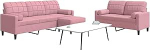 Rosa Samtsofa Set mit 2- und 3-Sitzer & Hocker, Komfort, Design - Wohnzimmer Model3278424