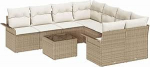 9-teiliges Garten Sofaset mit Kissen Beige Poly Rattan Gartenlounge Model3345301