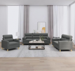 Gecheer 3-osaline diivanikomplekt padjadega, tumehall kangas, kaasaegne diivan, polsterdatud diivan elutuppa, magamistuppa, m&auml;ngutuppa, 3201553