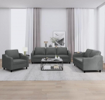 Gecheer 3-TLG. Sofagarnitur mit Kissen Dunkelgrau Stoff, Moderne Couch Polstersofa f&uuml;r Wohnzimmer Schlafzimmer Spielzimmer3201771
