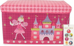Bieco Folding Storage Box with Seat Bench Storage with Lid with Padded Princess (Prinzessin)