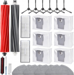 Tarvikute komplekt Roborock S8 Pro Ultra jaoks, 6 x tolmukott, 2 x p&otilde;hirulliharjad, 6 x k&uuml;lgharjad, 2 x filtrid, 4 x mopi puhastuslapid, 1 x p&otilde;hihari, varuosad robottolmuimeja tarvikud.