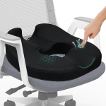 ZHOOGE Seat Cushion Orthopaedic Seat Ring Haemorrhoid Coccyx Cushion, Doughnut Seat Ring, Orthopaedic Seat Cushion, Memory Foam Coccyx Cushion for Car, Sofa, Office & Wheelchair, A-Black, Large