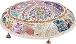 Etniline dekoratiivne &uuml;mmargune p&otilde;randapadi istmepadi 100 x 100 cm Suur meditatsioonipadi Vintage valge Boho Patchwork Bean Bag istmepadi puuvillane tikitud p&otilde;randapadi nurgas