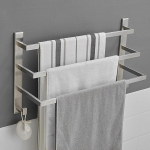 Premium Towel Rail without Drilling for the Bathroom | No Bacteria Formation | Screws Concealed by Wall Mounting | Bath Towel Holder with Towel Hook - Stainless Steel SUS 304 Rustproof
