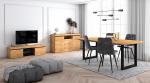 Skraut Home - Living Room Furniture Set | Table 200 U Legs 10 People | Lowboard 140 | Sideboard/Buffet Cabinet 140 | Oak and Black | Industrial Style