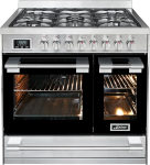 Kaiser Premium pliit HGE 93201 R Gaasipliit 90 cm roostevabast terasest topelt elektripliit 115 L 5 gaasip&otilde;letit 3,7 kW WOK maagaasiga/propaagiga gaasipliit 8 funktsiooni isepuhastuv Anti-Touch