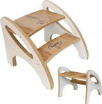 Skyline Step Stool for Kids, Step Stool, Kids Stool with 2 Steps, libisemisvastase matiga ja k&auml;epidemega, multifunktsionaalne vannituppa, k&ouml;&ouml;ki, lasteaeda (valge imitatsioonipuit)