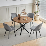 S&ouml;&ouml;gilaua ja toolide komplekt, 100 cm &uuml;mmargune MDF s&ouml;&ouml;gilaud, 4 polsterdatud Corduroy k&ouml;&ouml;gitooli &otilde;&otilde;nes seljatoega s&ouml;&ouml;gituppa, elutuppa, k&ouml;&ouml;ki (tume + hall)
