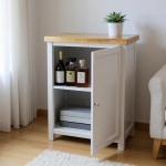 GROF Furniture Oak Lacquered Cabinet Hallway Storage Unit Corner Cabinet Kitchen Utensil Cabinet Living Room Cabinet Thick White Oak Top 35mm Oak Chest of Drawers (Grey, B 64