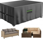 Aiam&ouml;&ouml;bli katted, 420D Oxfordi kangas, Super veekindel kate laua- ja toolikomplektidele, patio rotangm&ouml;&ouml;bli komplektid, UV-kindel, tolmukindel (must, 250 x 210 x 90 cm)