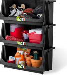 Iris Ohyama, raamaturiiuli hoiukastid, 3-stapiline virnastatav raskekaaluline avatud esiosa plastist hoiukastid Stackable Garage Equipment Camping Tools Gardening Supplies SBIN-L