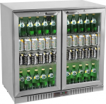 METRO Professional GBC3002S klaasuksega k&uuml;lmik, roostevaba teras/alumiinium/karastatud klaas, 6 reguleeritavat riiulit, automaatne sulatamine, 198 l, LED-valgustus, h&otilde;bedane, energiat&otilde;hususe klass: D