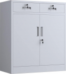 Metallist hoiukapp lukustatavate uste ja 2 sahtliga, lukustatavad hoiukapid reguleeritava riiuliga kodukontorisse ja garaaži (valge)