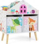 COSTWAY Children's Bookcase with 2 Storage Boxes, Wooden Toy Chest for Children's Room, Playroom, 62 x 30 x 72 cm