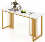 LIFEZEAL s&ouml;&ouml;gilaud marmorist, k&ouml;&ouml;gilaud 160 x 60 cm 6-8 inimesele, ristk&uuml;likukujuline s&ouml;&ouml;gilaud metalljalgadega, baarilaud restorani, k&ouml;&ouml;ki.