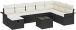9-teiliges Garten Sofa Set mit Kissen Schwarz Poly Rattan Gartenlounge Model3358936