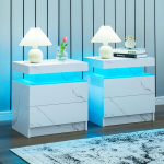 LED &ouml;&ouml;kapp LED-valgusega, kaasaegne &ouml;&ouml;kapp 2 sahtliga elutuppa, magamistuppa (valge + hall, 2)