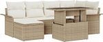 7-teiliges Garten Sofa Set mit Kissen Beige Poly Rattan, 2-Sitzer Garten Sofa mit Stauraum & Kissen Beige Poly Rattan Gartenlounge Model3357054